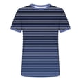 thumbnail image 2 of Fengqque Men's T Shirts Cotton-like Plus Size Top Short Sleeve Crewneck Summer Gradient Striped Tee Shirt Navy XXL(XXL), 2 of 5