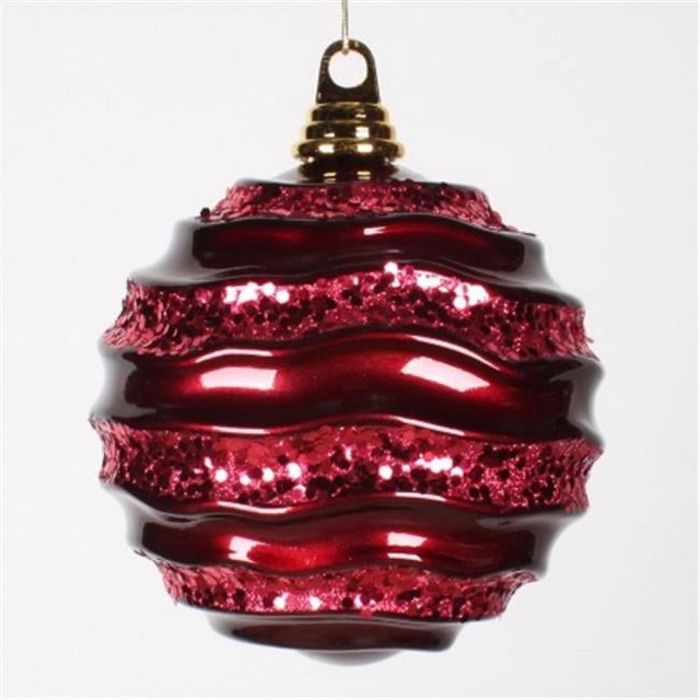 6'' Burgundy Candy Glitter Wave Ball