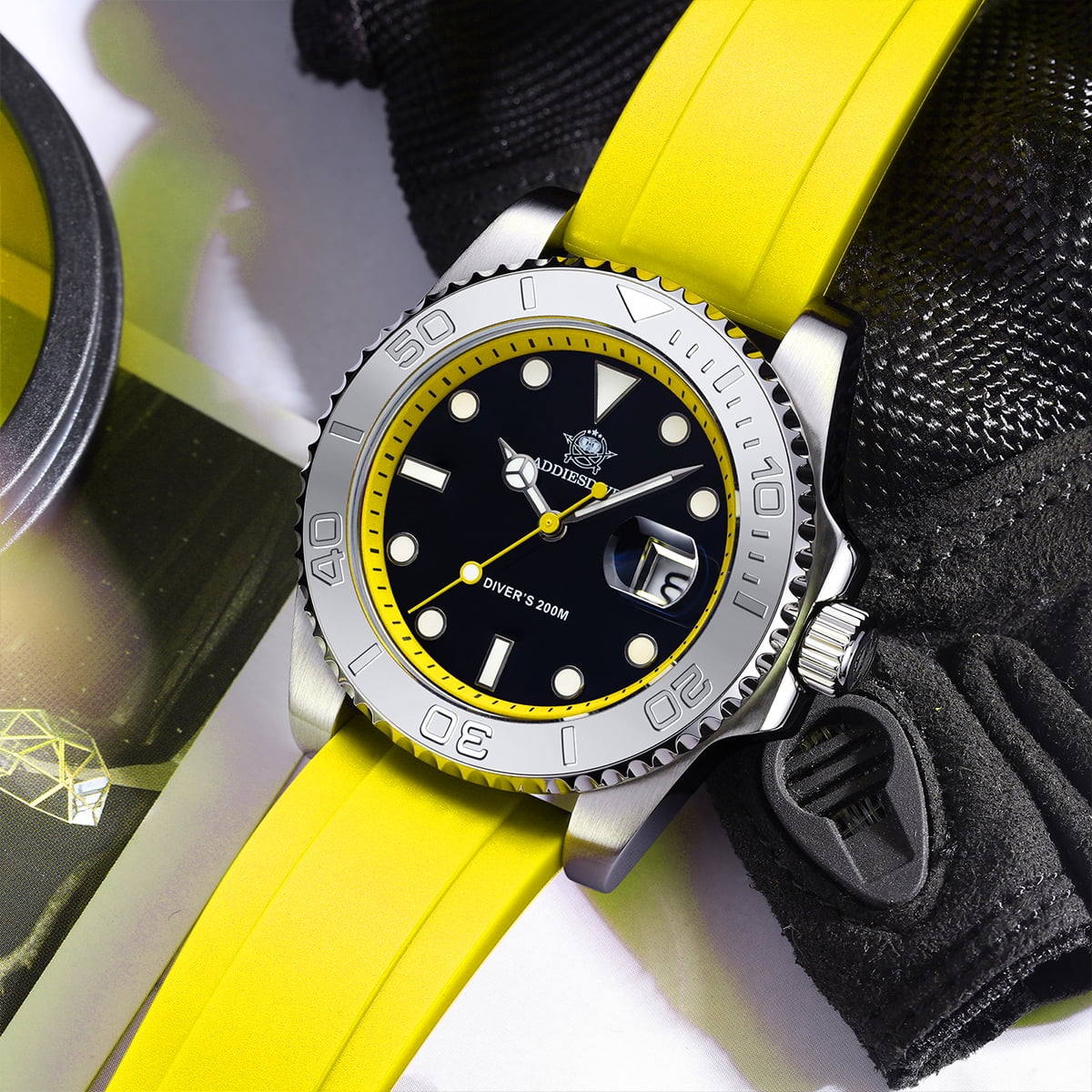 ADDIESDIVE Men's Dive Watch - 200M Water Resistant, Japanese Quartz Movement, Ceramic Bezel & Super Luminous Quartz Watches for Men