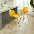 thumbnail image 3 of Art Leon Counter Height Bar Stools, 26" Height Swivel Velvet, Island Stools with Golden Metal Legs, Set of 2, Yellow, 3 of 8