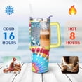thumbnail image 4 of 40oz Boho Tie Dye Stainless Steel Flip Straw Tumbler Spill Proof Travel Cup Double Wall Vacuum Insulated Coffee Mug with Top Handle, 4 of 6