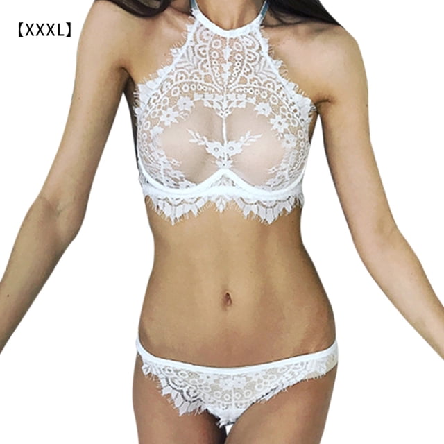 Conjunto de ropa interior de encaje de pestañas encantadoras para mujer, lencería de perspectiva, ropa de dormir, regalo Sweethay XX000189-12