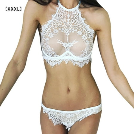 

ELENXS Women Sexy Eyelash Lace Underwear Set Perspective Lingerie Gift Sleepwear