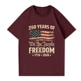 thumbnail image 3 of Iaqnaocc Shirts for Women 250 Anniversary Usa Shirt Retro 250th Anniversary Usa Shirt Independence Day Round Neck Anniversary Summer Independence Day 250 Anniversary Shirt Wine 2XL, 3 of 4