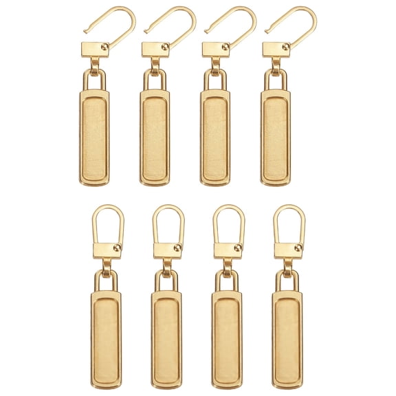 8Pack Zipper Pull Replacement, Rectangle Detachable Tiny Zipper Slider, Gold
