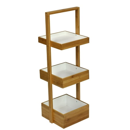 - eHemco 3 Tier Bamboo Multi Purpose Caddy/Shelf Storage Organizer Natural & White
