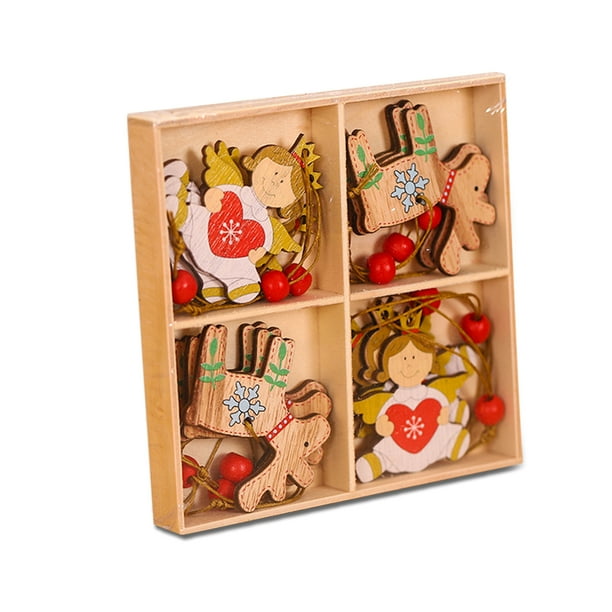 Naiovety 12x * Navidad Fiesta en casa DIY Artesanía Festival Decoraciones huecas Rodajas Arte Muñeca Colgantes Etiquetas Chips Niños Juguetes Regalos Kits de decoración para fiestas No.01 Naiovety HA008901-01