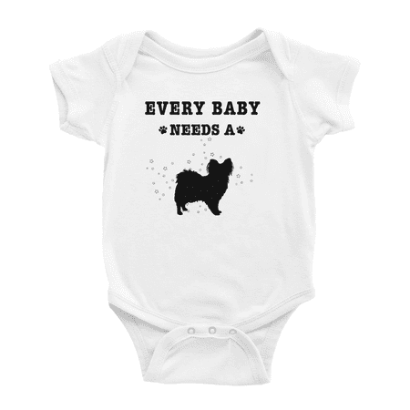 

Every Baby Needs A Papillon Dog Funny Baby Bodysuit For Boy Girl 0-3 Months