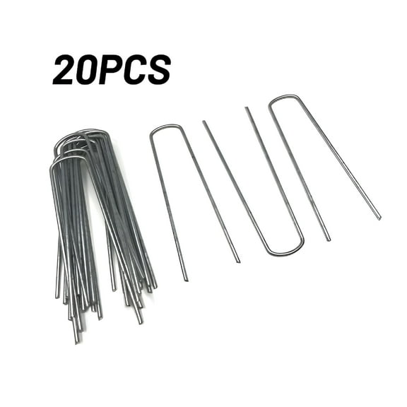 TALENO 20 Pack Garden Stakes, U-Shaped Tent Stakes, Galvanized Landscape Staples, Ground Stakes