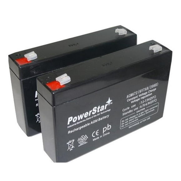 PowerStar 2 Pack AGM672-2Pack-01 RBC18 - UB670 6V 7Ah SLA Batterie F1 Terminal - 3 Ans de Garantie,