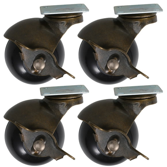 KAKOWELY 4 Pcs Roulettes à Billes de 2 Pouces pour Meubles de Bureau à Domicile, Plaque Pivotante à Capuche, Bronze Antique, 2.48"X1.97"X1.5"