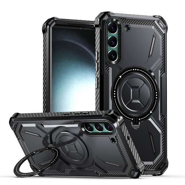 For Samsung Galaxy S23 S22 S21 Ultra S23 Plus Case Metal Kickstand Magnetic Case , Heavy Duty Bumper Shockproof Phone Case