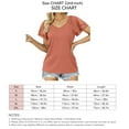 thumbnail image 5 of Camiseta casual cómoda de color puro, de color rojo anaranjado, de manga corta, con cuello en V XXL y volantes para mujer, 5 of 5