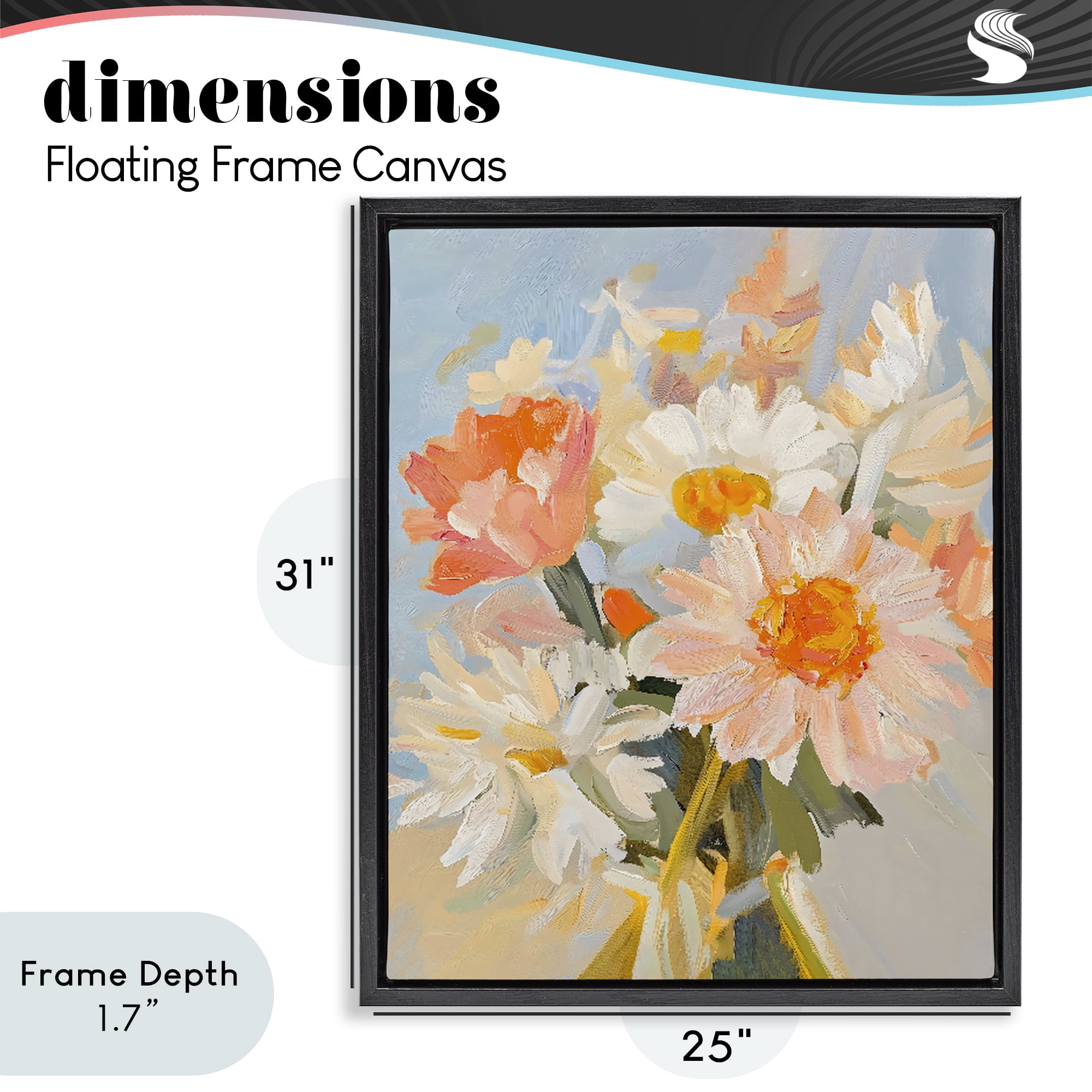 Stupell Industries Orange Spring Floral Bouquet Black Framed Floater Canvas Wall Art, design by The Prints Vibe