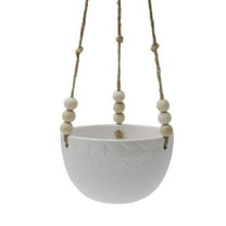Flora Bunda Hanging Planter with Beads for Succulent 5.4" Caveman Ceramic Hanging Planter