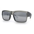 thumbnail image 4 of Mens Rectangle 90s Thick Horn Rim Skater Sport Plastic Sunglasses Grey - Silver Mirror, 4 of 8