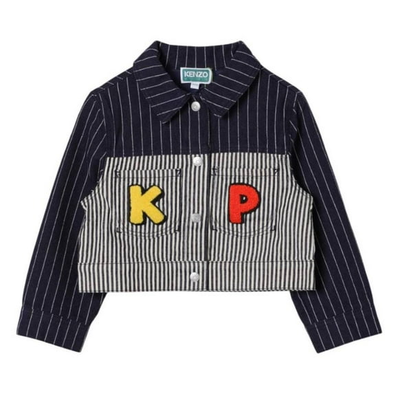Kenzo Kids Striped Cotton Denim Jacket, Size 10Y