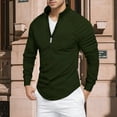 thumbnail image 2 of Mens Polo Shirts Zipper Slim Fit Stretch Shoulder Pleated Zip Mens Clothing,Green,XL, 2 of 6