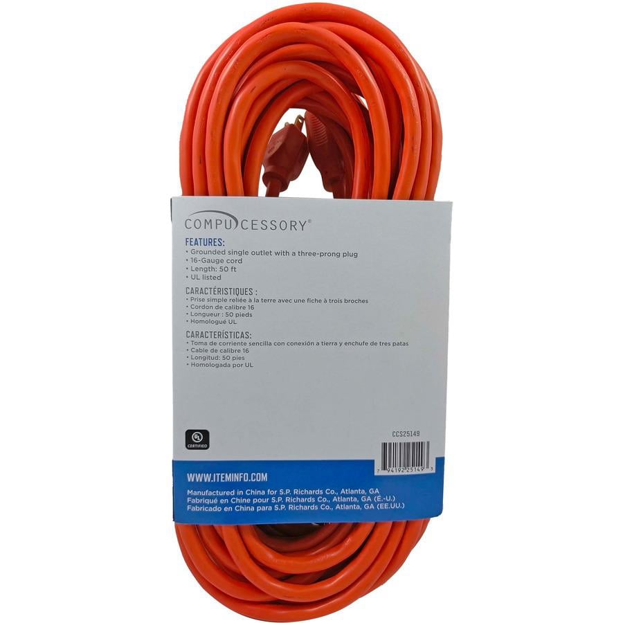 Compucessory, CCS25149, Heavy-duty Indoor/Outdoor Extension Cord, 1, Orange