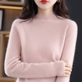thumbnail image 4 of Suéter de cuello alto medio de otoño e invierno Suéter holgado de mujer Prenda de punto básica Suéter de manga larga de primera línea, 4 of 5