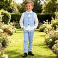 thumbnail image 3 of Iyufng 3 Piece Boys' Formal Vest Suit Sets, Summer Checkered Outfits for Boys, Collared Shirt with Trousers, Hat Set, Size 1-8 Years, 3 of 9