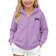 thumbnail image 2 of Fnooota Girls Hoodies with Zipper, Fleece-lined Casual Printed Long Sleeve Lightweight Jackets Purple Size 7-8 T, 2 of 7
