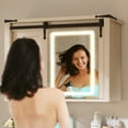 thumbnail image 4 of Dextrus Medicine Cabinet with LED Lights Mirror, Bathroom Wall Storage Cabinet with Door and Adjustable Shelf, White, 4 of 10