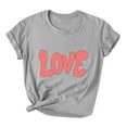 thumbnail image 2 of HaoXianJian Valentine's Day Shirt for Women Heart Print Short Sleeve Crew Neck Sweat Shirts Loose Fits Letter Print Graphic Pullover Tee Tops Casual Girl Friend Gift T Shirt Size 2X 3X, 2 of 5