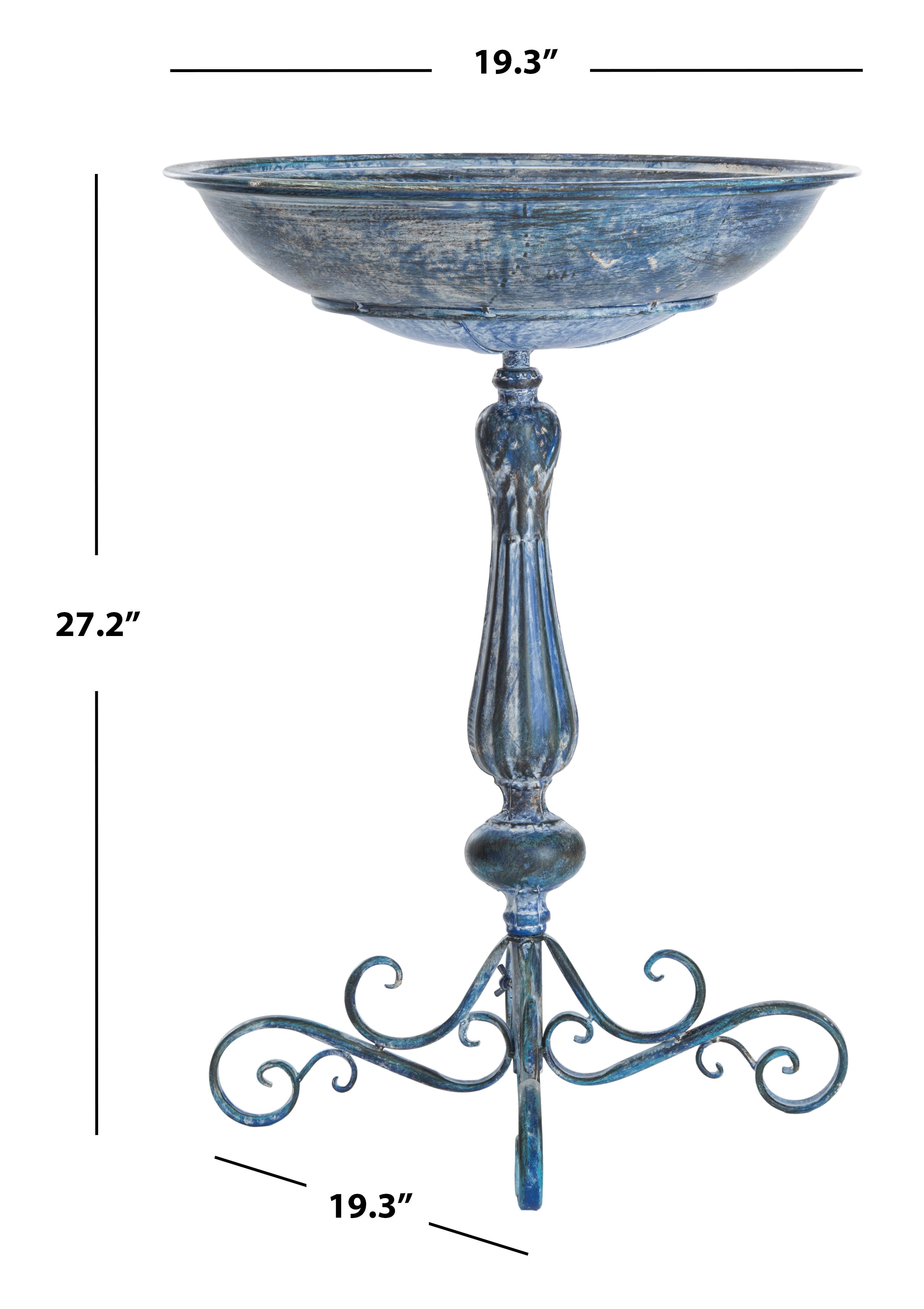 SAFAVIEH Orian Solid Rustic Outdoor Patio Bird Bath, Mossy Blue