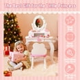thumbnail image 3 of SESSLIFE Kids Vanity Set with Mirror Lights and Drawers, Wooden Princess Makeup Desk Set, Toddler Dressing Table Set, Pretend Play Kids Vanity Table and Chair Set for Little Girls aged 3+, White, 3 of 9