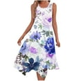 thumbnail image 2 of LOVZFMLL Robes Femmes Dames Été Mode Imprimé Sans Manches Col Rond Décontracté Robe Débardeur, 2 of 6
