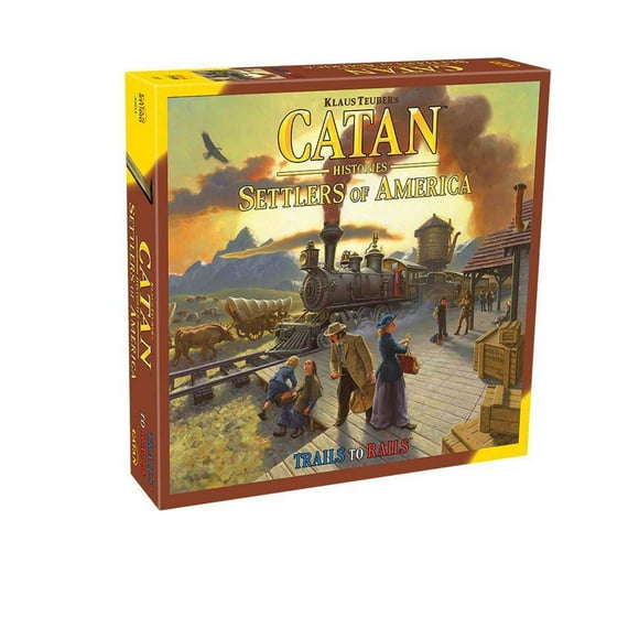 CATAN Histoires des Colons d'Amérique Jeu de Société - Forger des Sentiers sur des Rails! Jeu de Stratégie, Jeu Familial pour Enfants et Adultes, 14+, 3-4 Joueurs, 120 Min d'Autonomie, Fabriqué par CATAN