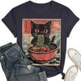 thumbnail image 5 of Womens Anime Cat Ramen Graphic T-Shirts Japanese Funny Graphic Short Sleeve Tees Kawaii Cat Anime Gifts Tops, 5 of 5