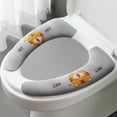 thumbnail image 4 of Manunclaims 1 Pair Toilet Seat Covers Exquisite Pattern Super Soft Cut Freely Non-Fading Easy to Install Decorative Flannel Cartoon Bunny Puppy Printed Toilet Seat Pads for Hotel, 4 of 8