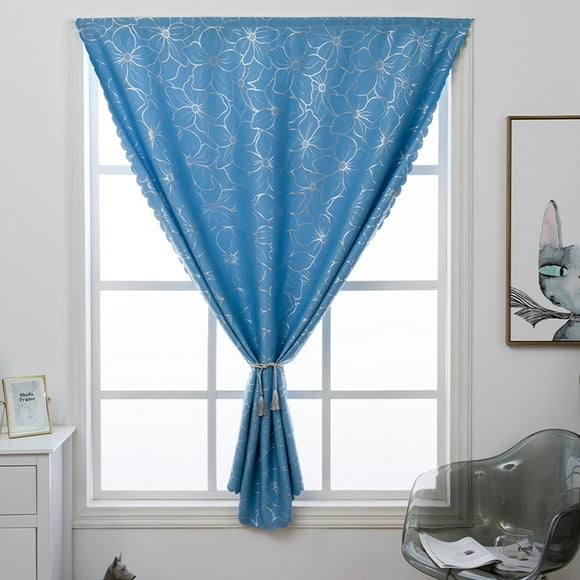 Lily Gold Stamping Curtains with Magic Sticker for Living Room Bedroom Window Shading Decor Color:sky blue Size:1*1.3 meters high