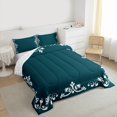 thumbnail image 3 of Feelyou Women Damask Floral Queen Comforter Set, Teal Hippie Mandala Bedding Set, 3pcs, 3 of 8