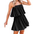 thumbnail image 1 of YDLCAFD Women Summer Short Rompers Spaghetti Strap Elastic Waist Neck Ruffle Casual Flowy Jumpsuits M, 1 of 4