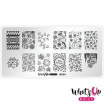 Whats Up Nails B034 Deck the Nails Metal Stamping Plate for Nail Art Design