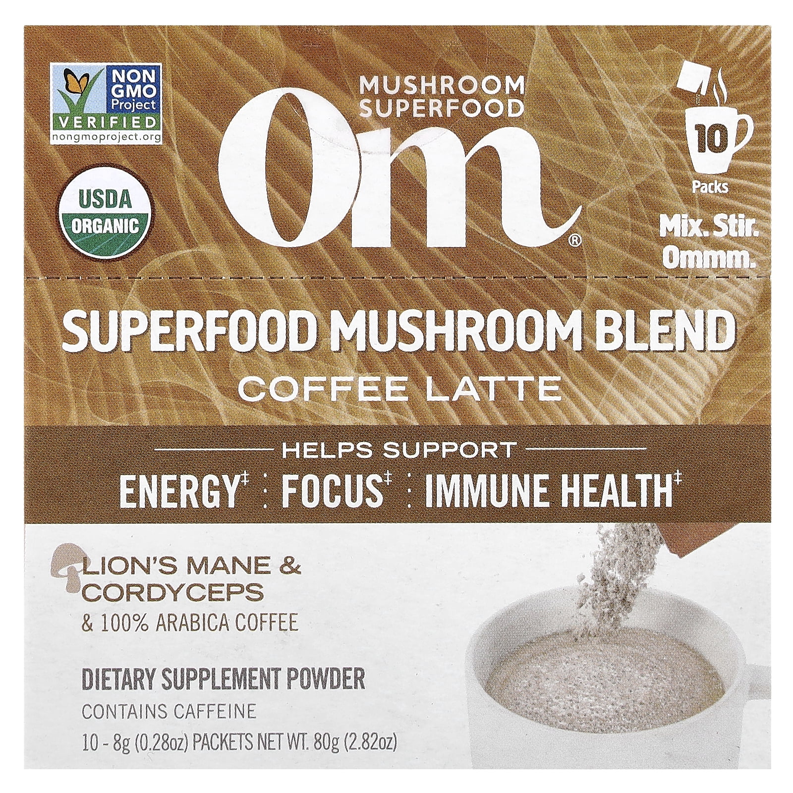 Organic Mushroom Nutrition Mushroom Coffee Latte Blend 10 Pkts