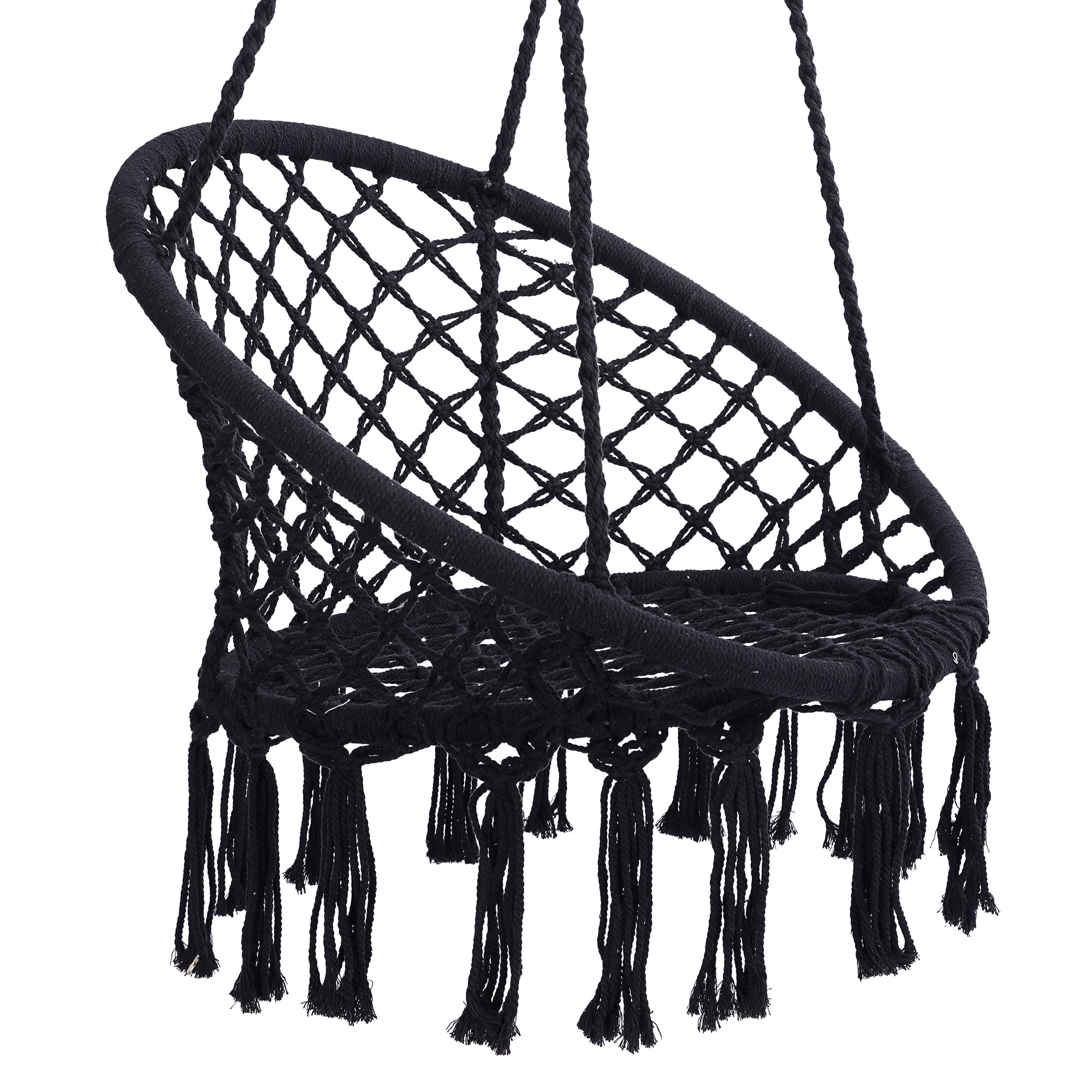 Yoneston Bahia Macrame Hammock Chair Rope Boho Hanging Swing Chair for Outdoor Indoor, Black