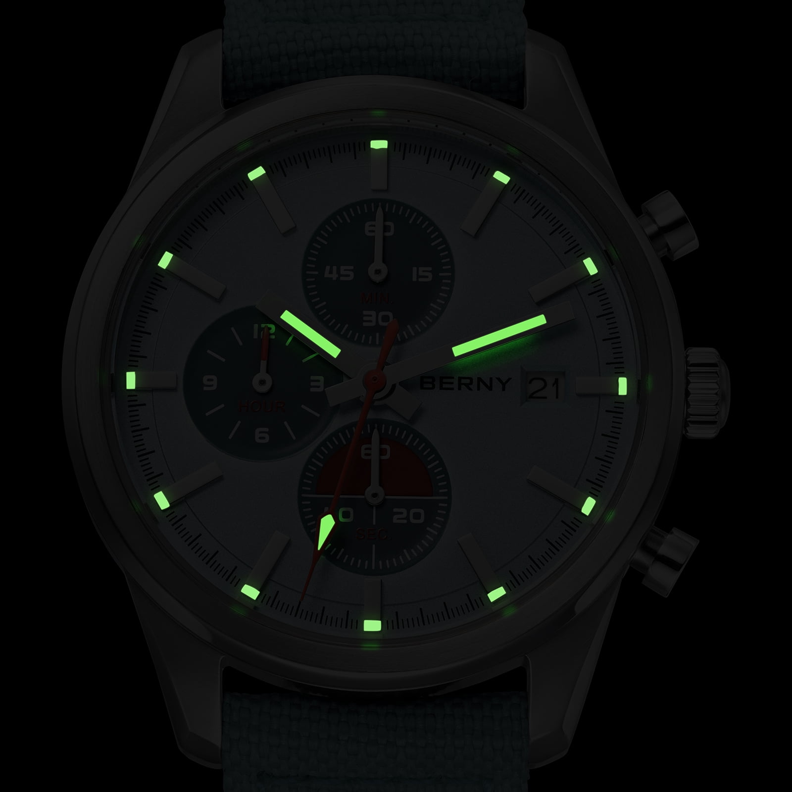 BERNY Mens Watches Analog Quartz Chronograph Watch with Date Canvas Strap Luminous Sapphire Crystal Luxury Fashion Business Casual 50M Waterproof Wrist Watches for Men (Blue)
