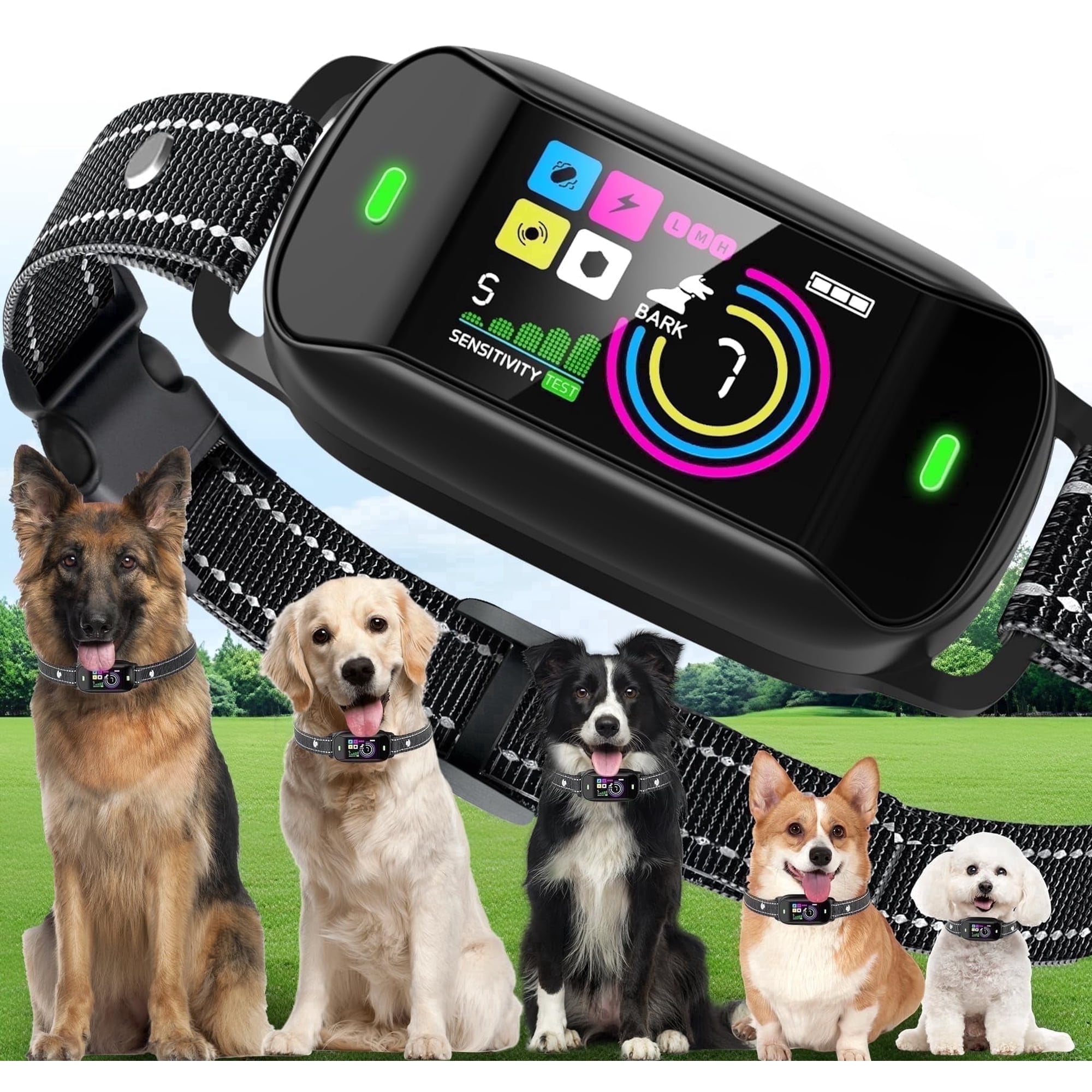 Smart Bark Control Training Aids – 4 Training Modes, AI-Powered Bark Detection, Waterproof & Humane Design for All Dogs (8-120+ lbs)