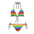 thumbnail image 4 of Suhoaziia Color Stripe Bikinis for Women Plus Size Skin-Friendly Comfortable Swimwear Triangle Bathing Suit,Twist Front Straps Swimsuits with Adjustable Straps Size S, 4 of 6