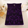 thumbnail image 5 of Homewish Boho Skull Damask Bed Sheets,Gothic Halloween Full Size Sheets,Purple Black,4-Piece,1 Flat Sheet, 1 Fitted Sheet and 2 Pillowcases, 5 of 6