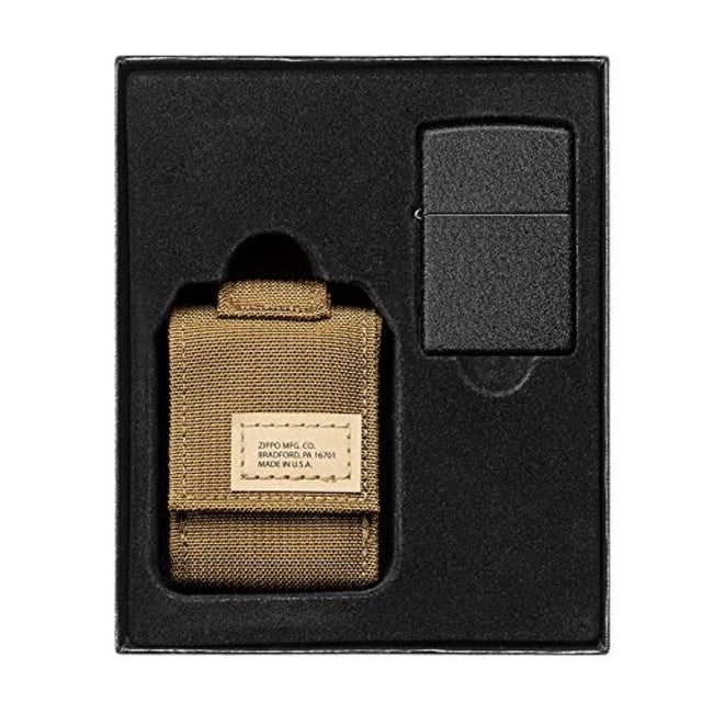 2024 ZIPPO Molle Pouch Tan W/Black Crackle Lighter Set, MAP: $36.51