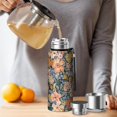 thumbnail image 4 of 20 Oz Pioneer Flower Coffee Tumbler Double Wall Insulated Stainless Steel Water Bottle | Metal Reusable Thermoses Flask with Cup Cap | Leak & Sweat Proof with Anti-Dust Lid, 4 of 7