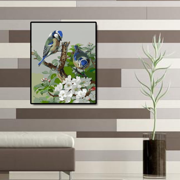 Cuadros Decorativos Pintado a mano dos pájaros azules dibujo cuadro de pared pintura al óleo de codificación Digital Ndcxsfigh Nuevos Originales