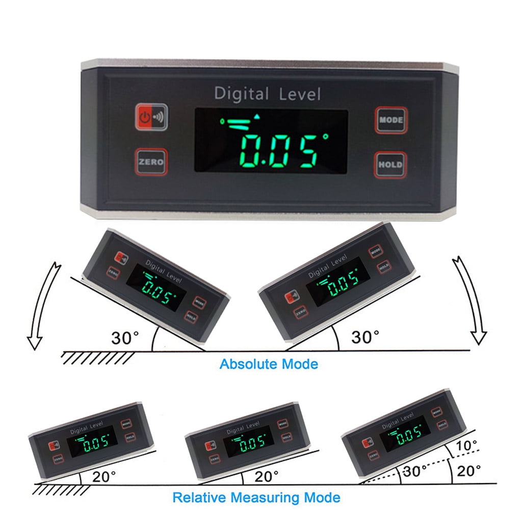 BQBQERT Digital Finder Protractor Gauge Inclinometer with Base/0~360 Degree