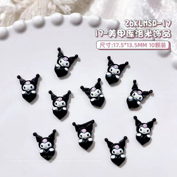 Dijes de uñas Sanrioed HelloKitty, Kawaii Kuromi Mymelody 3D Flatback, resina, accesorios de decoración de joyas para uñas, 20 piezas gym unisex