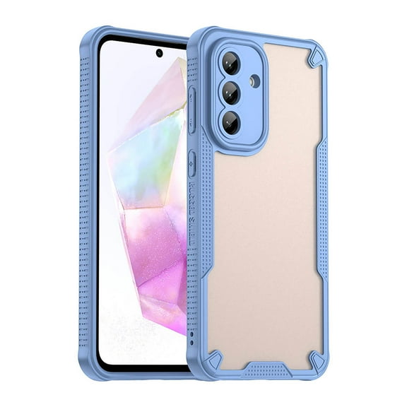 KIQ Armor Series Case For Samsung Galaxy A36 5G/4G-PC TPU Hybrid,Frosted Semi-Transparent,Anti-Shock Design(Blue)